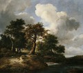 A Landscape With A Torrent At The Margins Of A Wood And Figures On A Road - Jacob Van Ruisdael