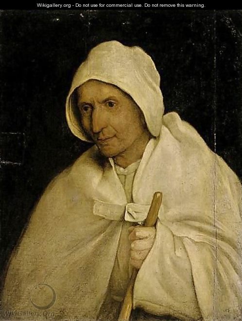 A Study Of A Pilgrim, Half Length, Holding A Staff - (after) Pieter The Elder Bruegel