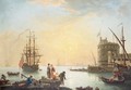 A View Of A Mediterrean Harbour - (after) Claude-Joseph Vernet