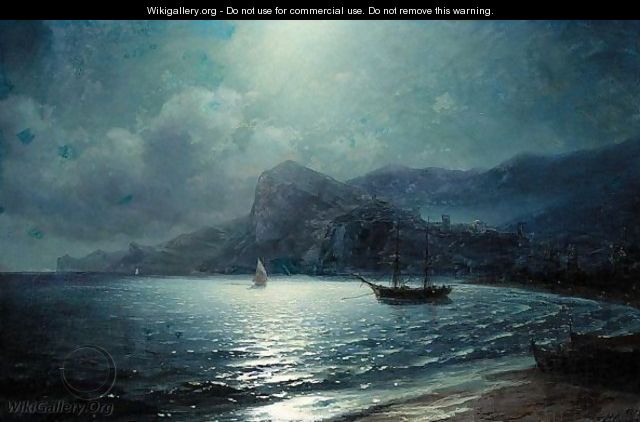 Shipping In A Bay By Moonlight - (after) Ivan Konstantinovich Aivazovsky