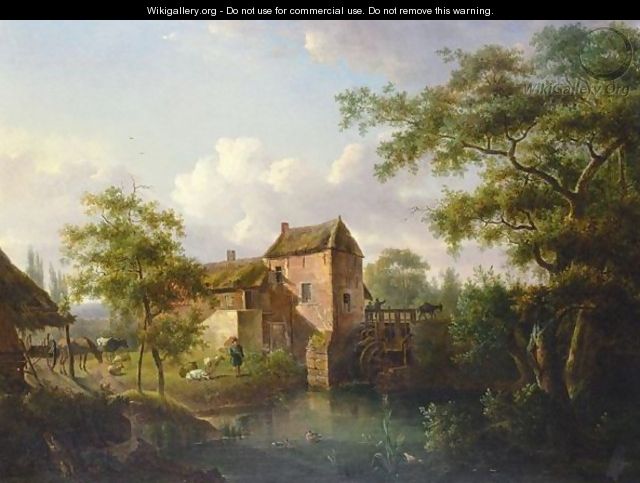 Landscape With Mill - Julien Joseph Ducorron