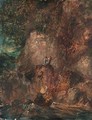 A Figure By A Waterfall In A Rocky Landscape, Australia - John Skinner Prout