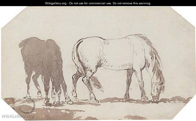 Horses Grazing In A Field - Thomas Rowlandson