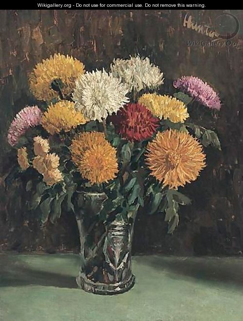 Still Life Of Chrysanthemums - George Leslie Hunter