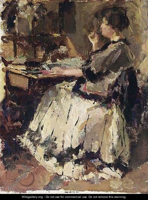 An Elegant Lady At A Writing Desk (Probably Tjieke Roelofs) - Albert Roelofs
