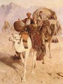 A Caravan Of Camels Crossing The Desert, Mountains Beyond - Joseph-Austin Benwell