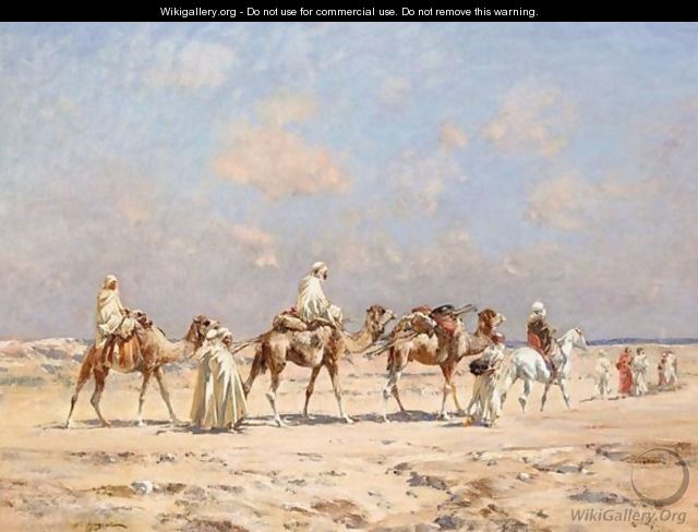 A Caravan Crossing The Desert - Victor Pierre Huguet