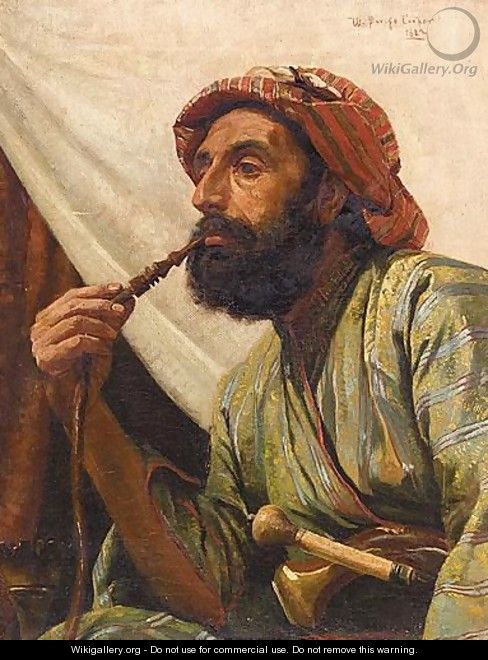 Portrait Of A Man Smoking A Hookah - William Savage Cooper