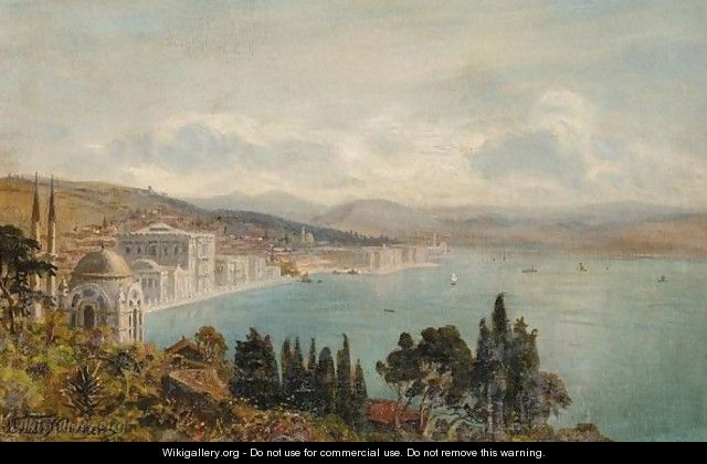 View Of The Dolmabahce Palace, Constantinople - Ernst Carl Eugen Koerner