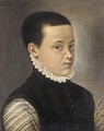 Portrait Of A Page, Wearing A Black Jerkin, With White And Yellow Embroidered Sleeves, And A White Ruff - North-Italian School