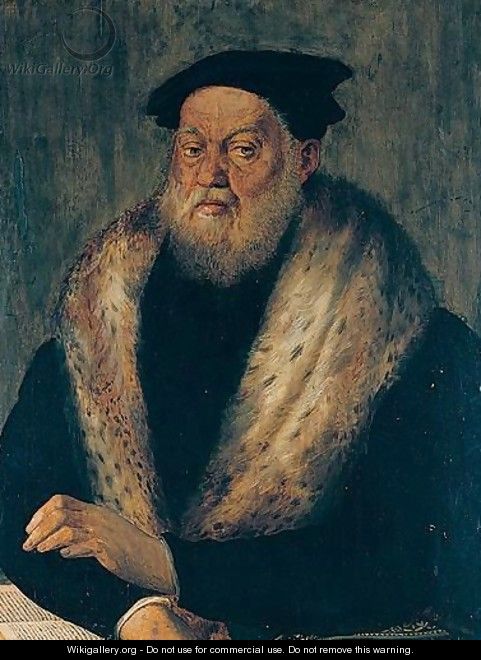 Portrait Of A Bearded Man, Half-Length, Wearing An Ermine-Lined Cloak - Florentine School