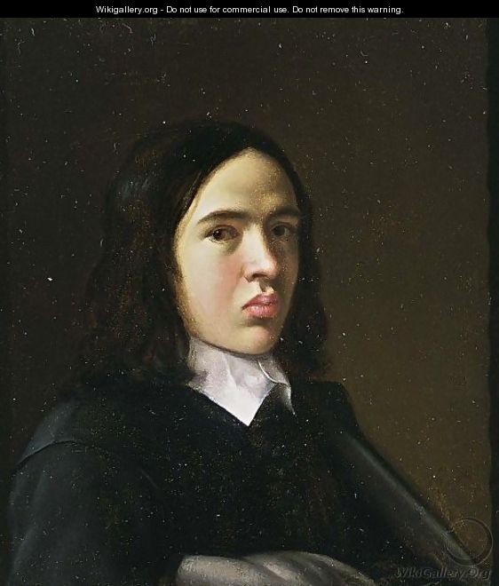 A Portrait Of A Young Man, Bust Length, Wearing A Black Suit With White Collar - (after) Michiel Sweerts
