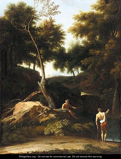 Italianate Landscape With Fishermen Beside A River - (after) Andrea Locatelli