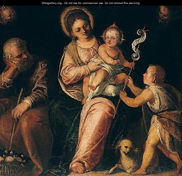 The Holy Family With The Infant Saint John The Baptist - (after) Paolo Veronese (Caliari)