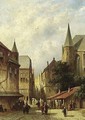 A Village Scene With A Church In The Background - Pieter Gerard Vertin