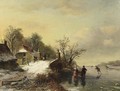 Skaters Near A Bridge - Nicolaas Johannes Roosenboom