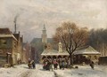 Villagers On A Town Square In Winter - Antonie Waldorp