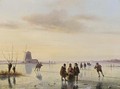 A Winter Landscape With Skaters On The Ice - Nicolaas Johannes Roosenboom