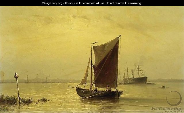 Shipping On The River Maas Near Rotterdam - Johannes Hermanus Koekkoek
