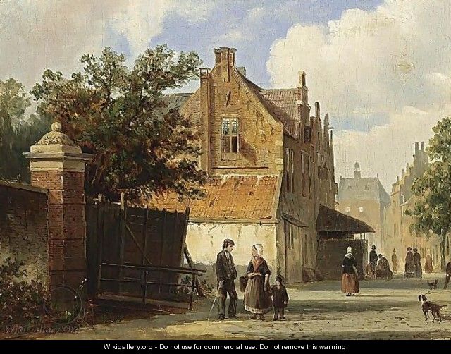 Villagers In The Streets Of A Dutch Town - Adrianus Eversen