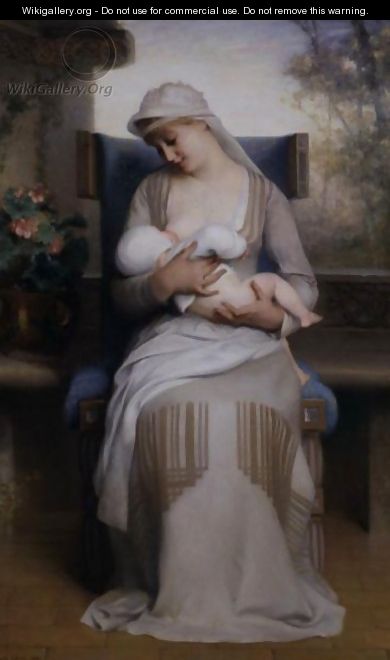Young Mother Feeding Her Baby - Emile Lévy