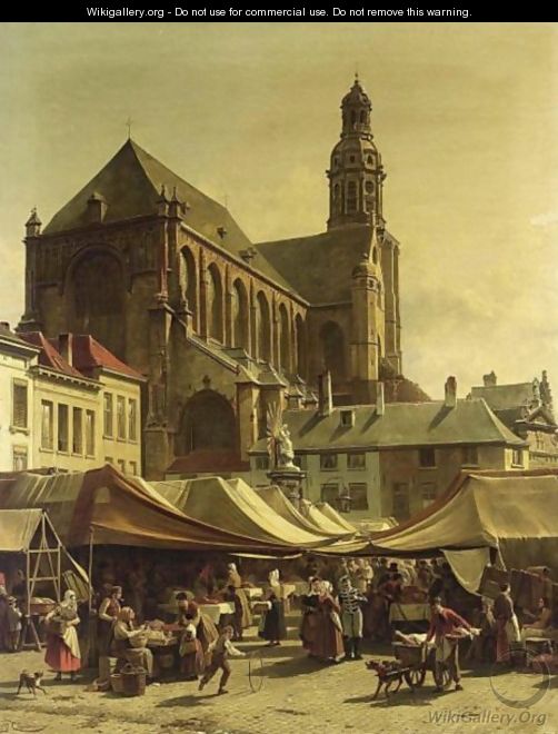 Market Day In Antwerp - Jacques Carabain