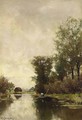 A Fisherman In A Polder Landscape - Fredericus Jacobus Van Rossum Chattel
