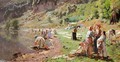 Washerwomen By The Banks Of A River - (after) Carlo Brancaccio