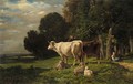 Paysage Avec Vaches Et Moutons - Charles Émile Jacque