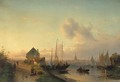View Of A Town, Evening - Charles Henri Leickert