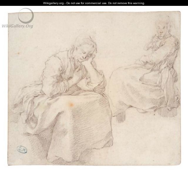 Two Studies Of A Seated Woman - Abraham Bloemaert
