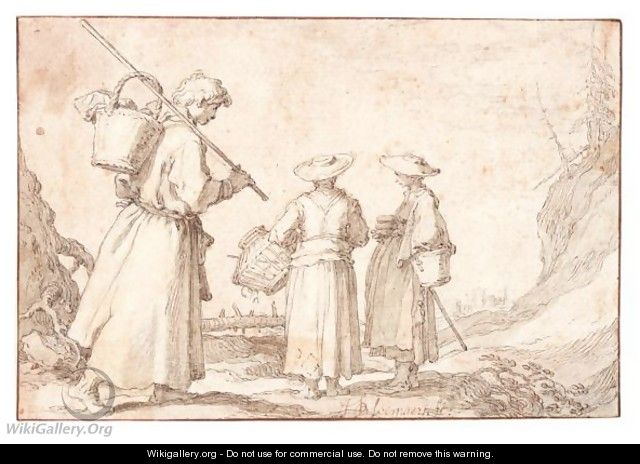 Two Women And A Shepherd On The Way To The Market - Abraham Bloemaert