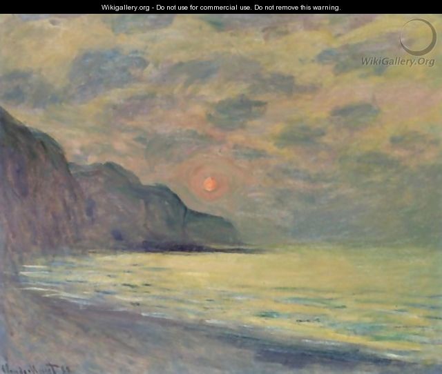 Soleil Couchant, Temps Brumeux, Pourville - Claude Oscar Monet