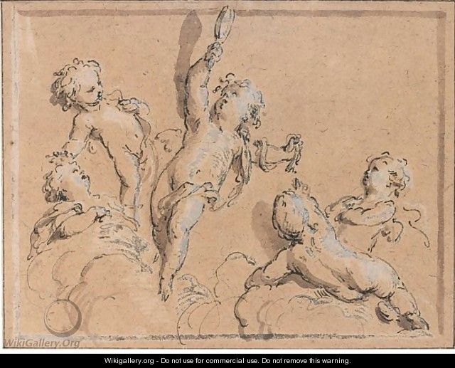 Putti Playing With A Mirror - Jacob de Wit