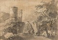 Italianate Landscape With A Ruined Tower Near Rocks - (after) Adam Pynacker