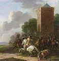 A Cavalry Battle Near A Tower - Simon Johannes van Douw