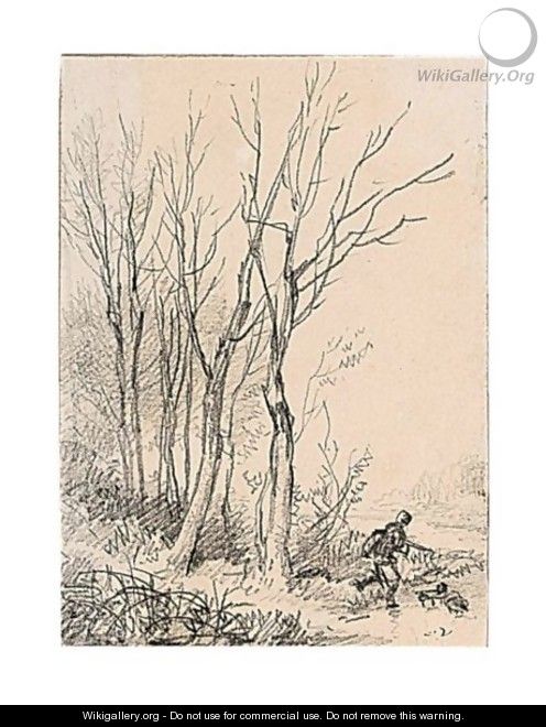 Landscape With A Hunter - Eugène Verboeckhoven