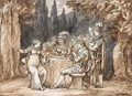 Elegant Company Seated At A Table In A Wooded Landscape - Charles Rochussen