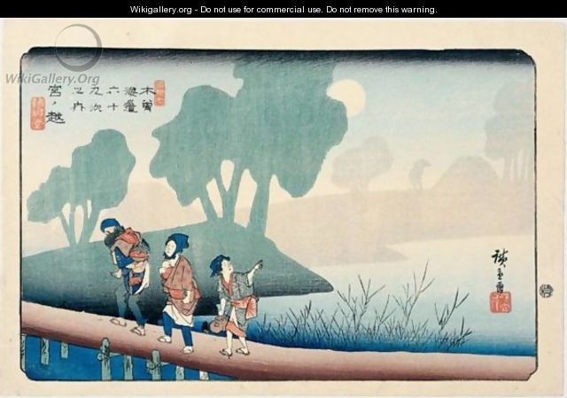 Miyanokoshi. Trente-Septieme Relais - Utagawa or Ando Hiroshige