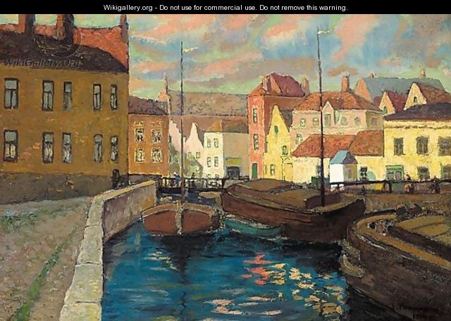 Barges On The Canal - Alexander Georgievich Yakimchenko