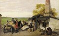 City Travellers Being Offered Fruit At A Ukrainian Roadside Dwelling - Konstantin Alexandrovich Trutovsky