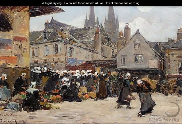 Market At Quimper - Fernand Marie Eugene Legout-Gerard