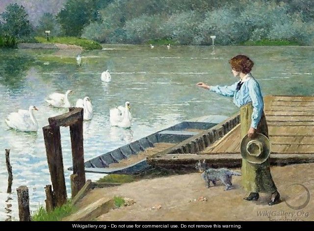 Feeding The Swans - Roger-Joseph Jourdain