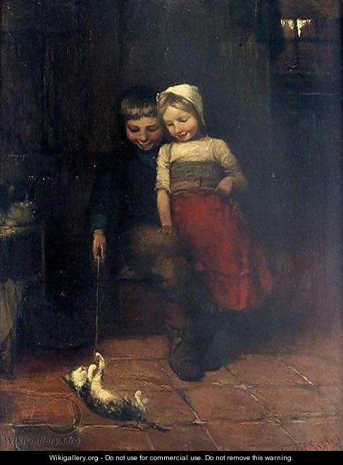 Playing With The Kitten - Frederick Carl Sierig