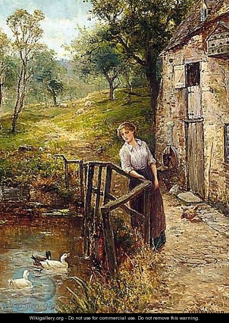 Young Lady At The Mill Pond - Ernst Walbourn