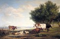 Cattle And Sheep In A River Landscape - Henry Brittan Willis, R.W.S.