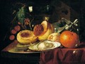 A still life of peaches and orange - Elias Van Den Broek