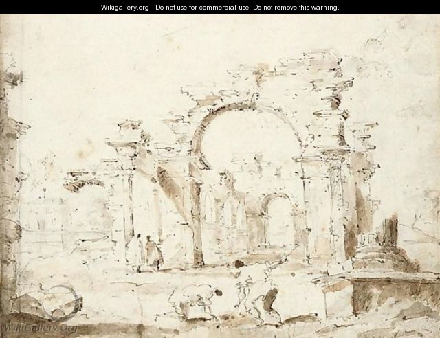 Classical ruins with figures - (after) Francesco Guardi