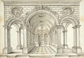 An architectural design for a vaulted interior - German School