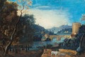 Landscape with figures - German School